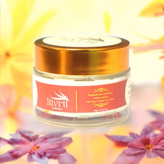SHATADHAUTA GHRITHAM | Saffron infused 100 times washed cow ghee| Skin Repair Emollient|