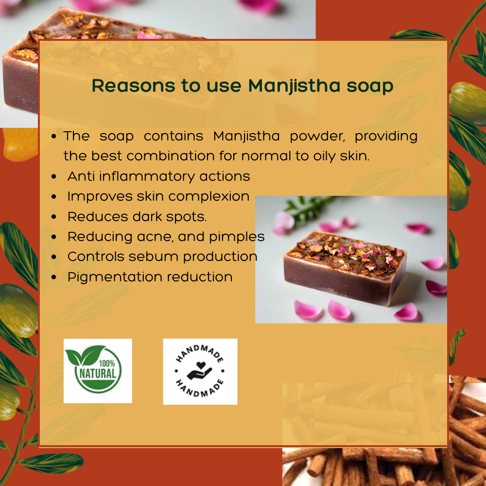 Natural soap bar| Manjistha soap bar| All skin types|
